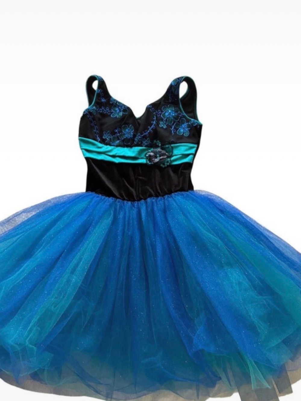 Girls Blue & Teal Tulle Dance Costume Dress